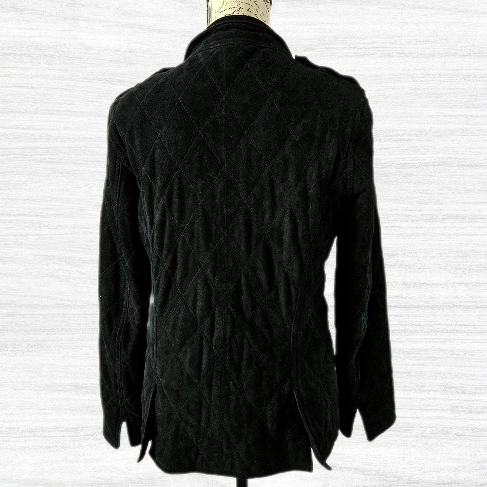 Quilted Leather Black Jacket, House of Carrington - Size M - Picture 4 of 6
